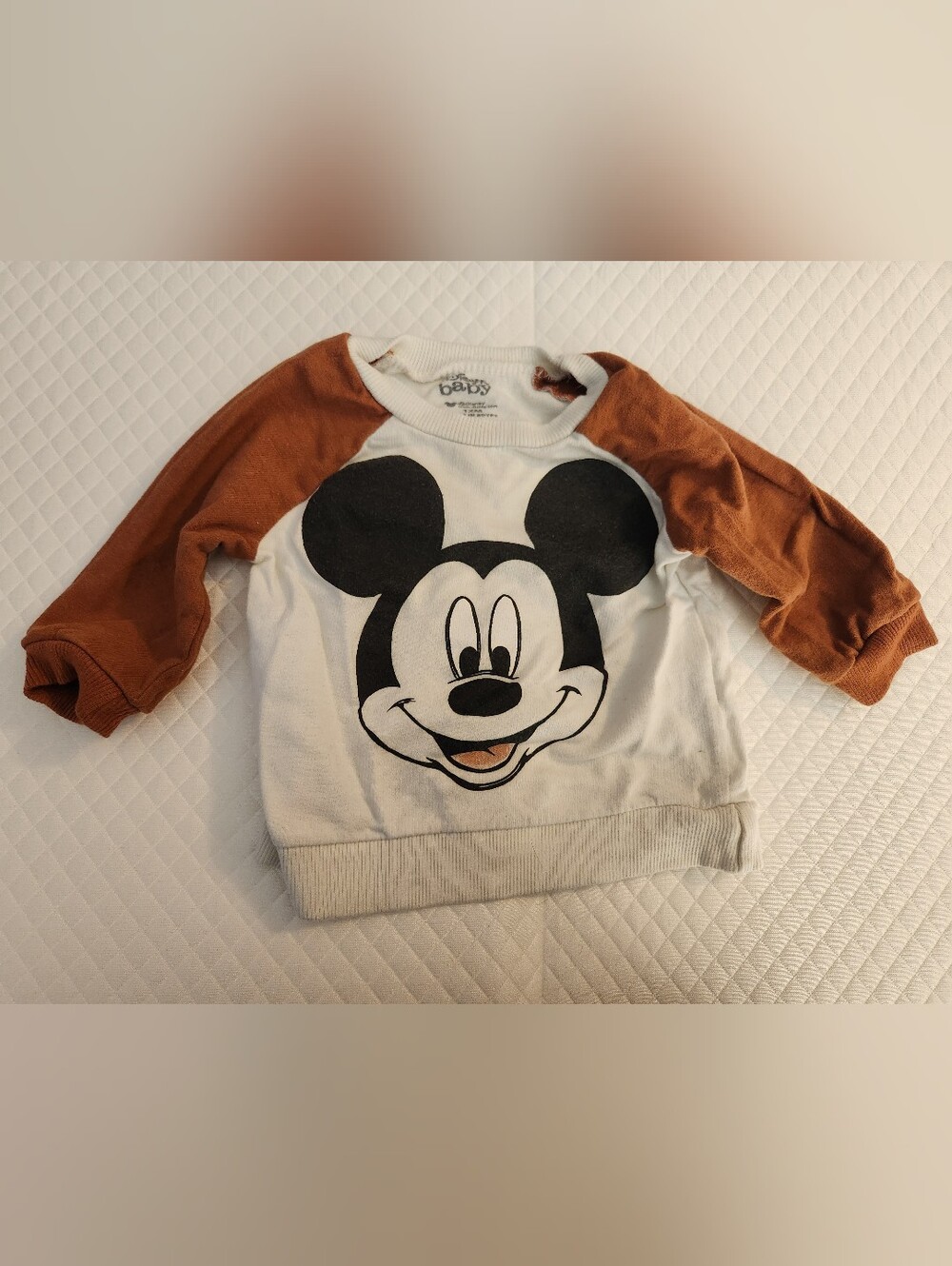 Disney White & Rust Mickey Raglan Sweatshirt